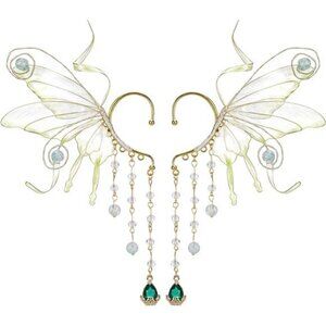 Fairy Elf Ear Cuffs for Women Butterfly Wing Non Pierced Tassel Cosplay Earrings